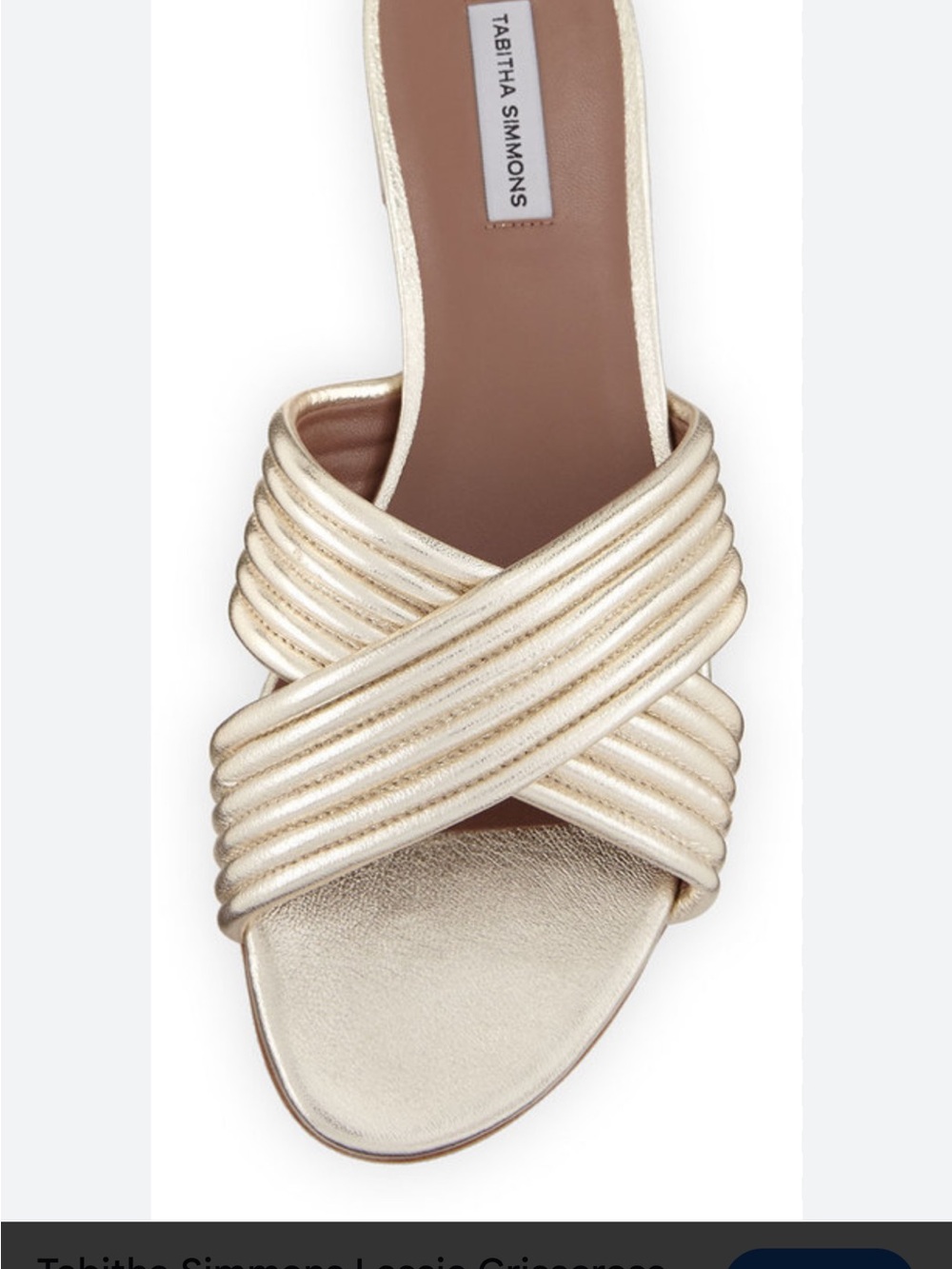 Tabitha Simmons Metallic Gold Crisscross Slide